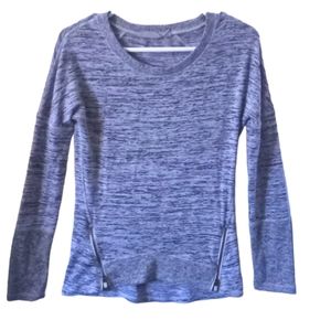 Athleta womans size xxs gray crew neck athletsweater with two front side zippers